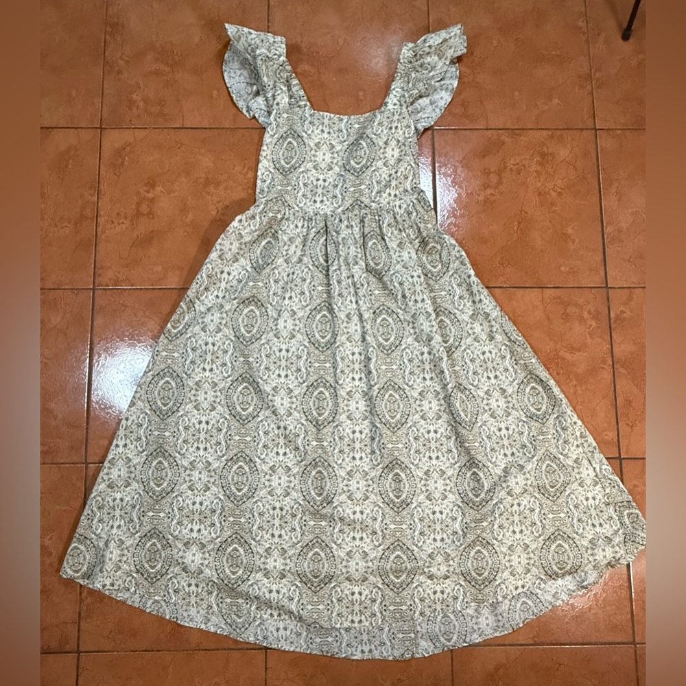Banana Republic Ruffled Tiered Brown and Cream Sundress